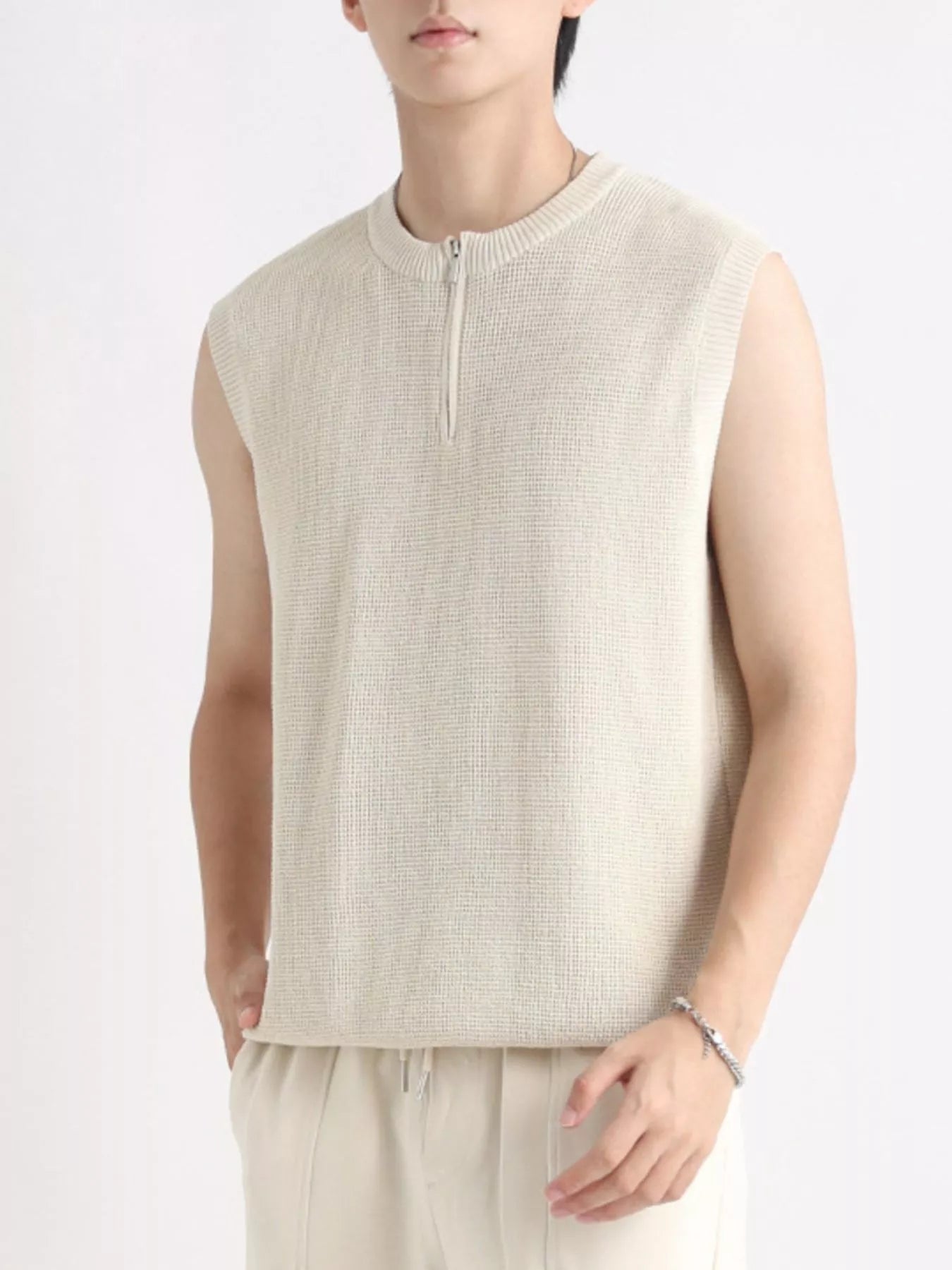 Men's Plus Size Knitted Zip - Up Tank - Kenner House Emporium