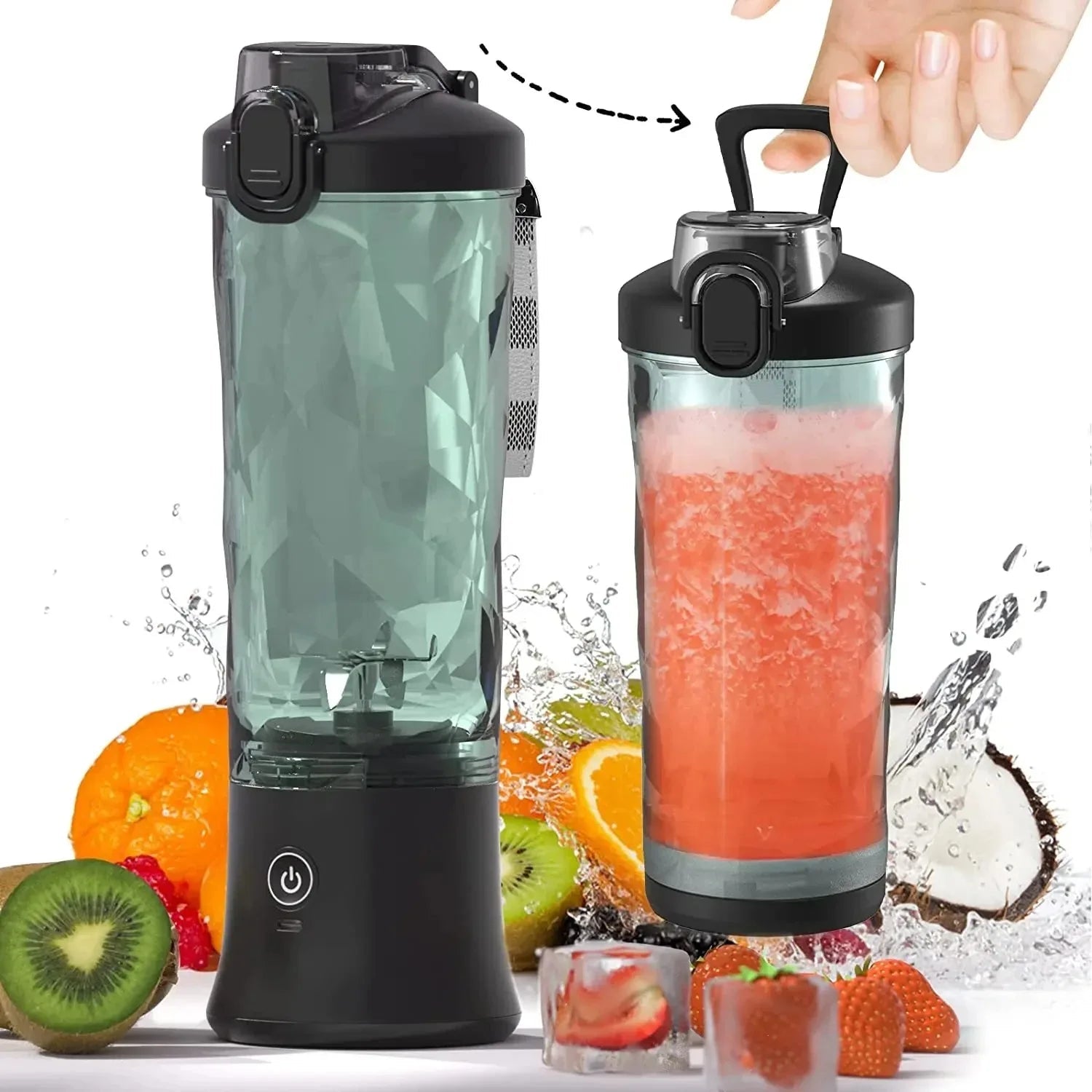 Household Fruit Juicer Portable Electric Juicer Blender USB Rechargeable Fruit Mixer 600ML Fruit Juicer Multi - functional Blender - Kenner House Emporium