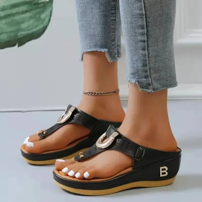 Summer Sandals Women 2025 Big Size Platform Wedges Sandals Slippers Non - Slip Open Toe Flip Flops Ladies Comfortable Beach Shoes - Kenner House Emporium