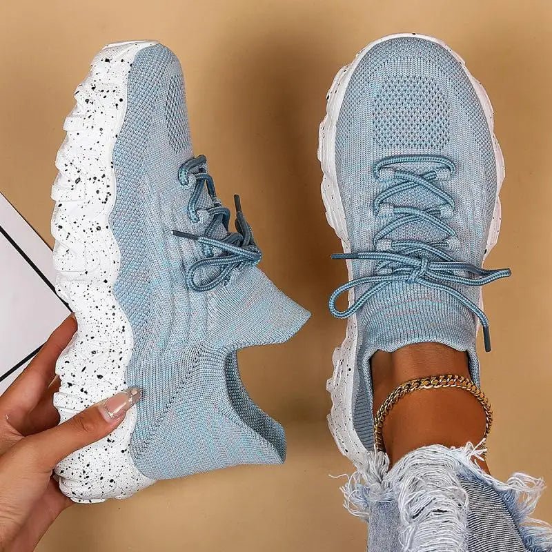 Spring Pink Sneakers Woman Shoes Casual Breathable Mesh Sneakers for Women Platform Slip - on Knitted Socks Sneakers Ladies - Kenner House Emporium