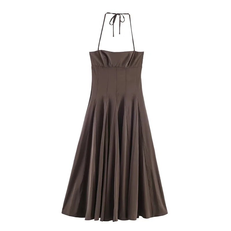 Women's Dress 2026 New Fashion Spring Summer Halter neck Midi Dress for Women Casual Chic Personality Spaghetti Strap Dress - Kenner House Emporium