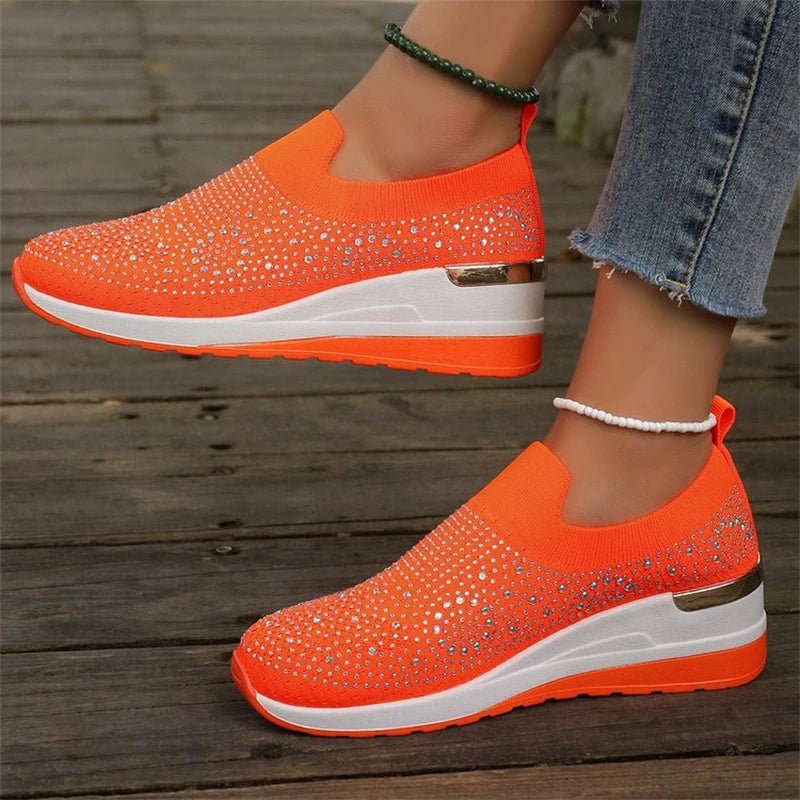 Spring Pink Sneakers Woman Shoes Casual Breathable Mesh Sneakers for Women Platform Slip - on Knitted Socks Sneakers Ladies - Kenner House Emporium