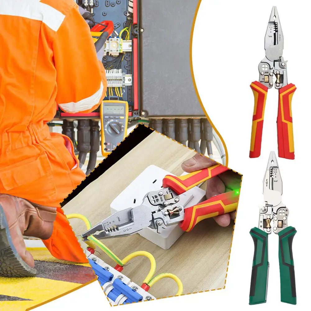 Electrician Plier 9 - in - 1 Multifunctional Versatile Wire Stripping Pliers Electricity Measurement Non - slip Wire Stripping Plier - Kenner House Emporium