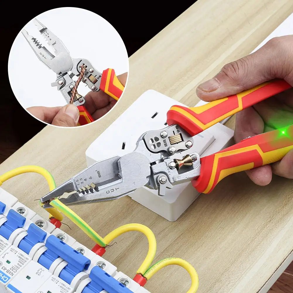 Electrician Plier 9 - in - 1 Multifunctional Versatile Wire Stripping Pliers Electricity Measurement Non - slip Wire Stripping Plier - Kenner House Emporium