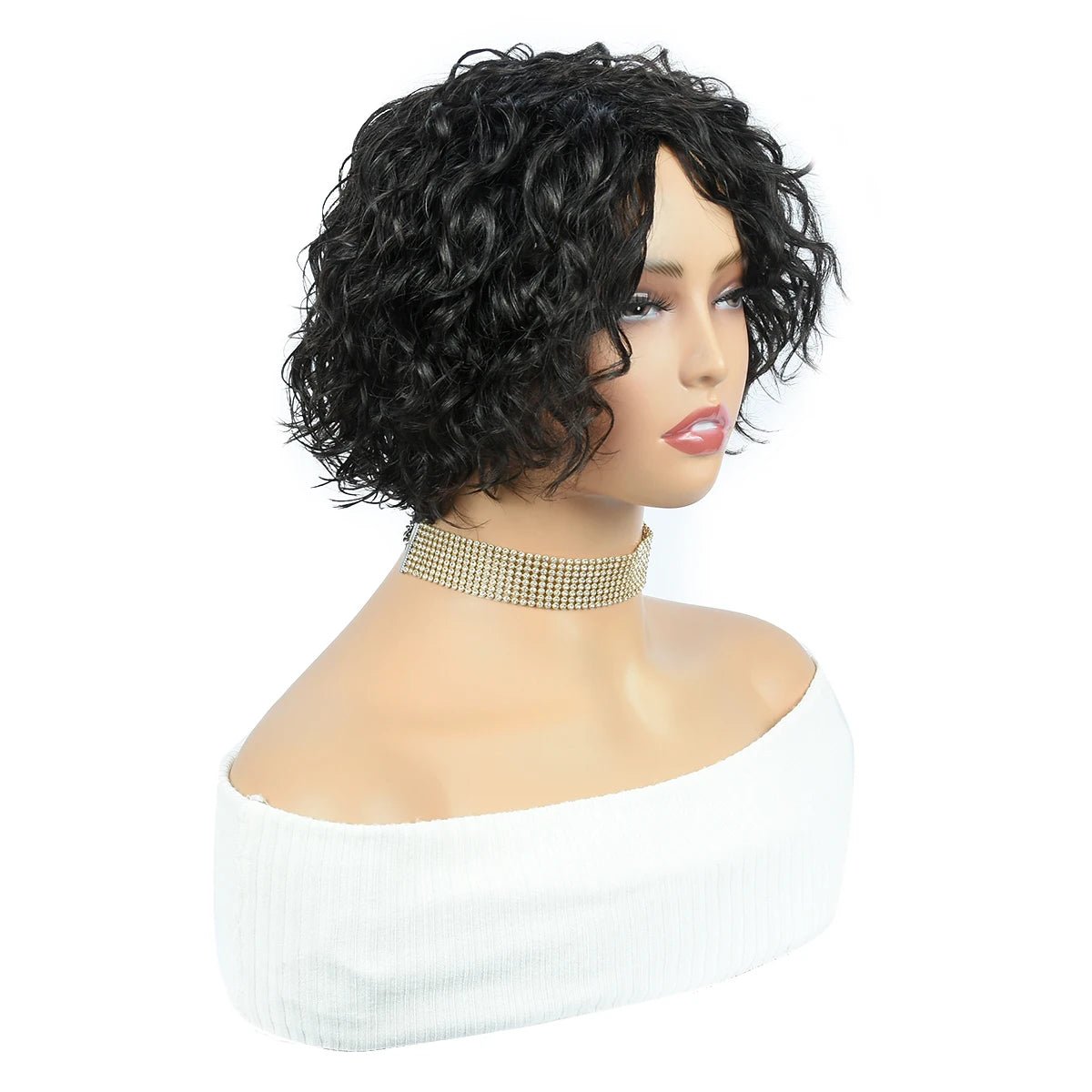 Curly Human Hair Wigs Full Machine Made Wigs For Woman Natural Color Pixie Cut Human Hair Wigs Pixie Cut Wigs HairUGo - Kenner House Emporium