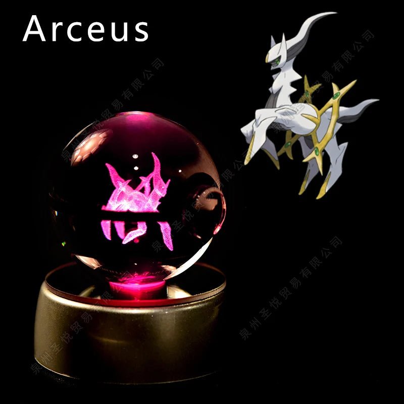 Pokemon Crystal Ball 3D Pikachu Gengar Mewtwo Night Light Lamp Pokeball 3D Glass Pokemon Crystal Ball Statue Kids Birthday Gift - Kenner House Emporium