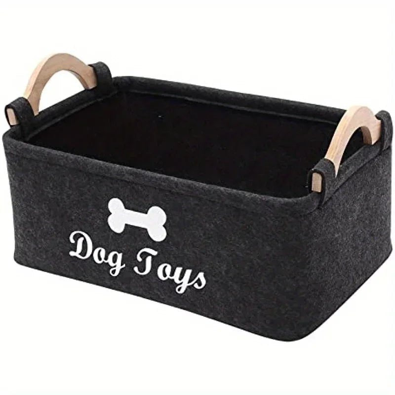 Felt pet toy box, dog toy box, storage basket box - perfect for organizing pets - Kenner House Emporium
