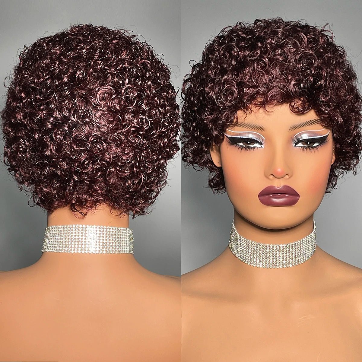 Short Curly Human Hair Wigs For Women Full Machine Made Kinky Curly Wigs Human Hair 150% Density Pixie Cut Wig - Kenner House Emporium