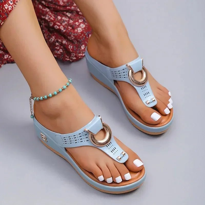 Summer Sandals Women 2025 Big Size Platform Wedges Sandals Slippers Non - Slip Open Toe Flip Flops Ladies Comfortable Beach Shoes - Kenner House Emporium