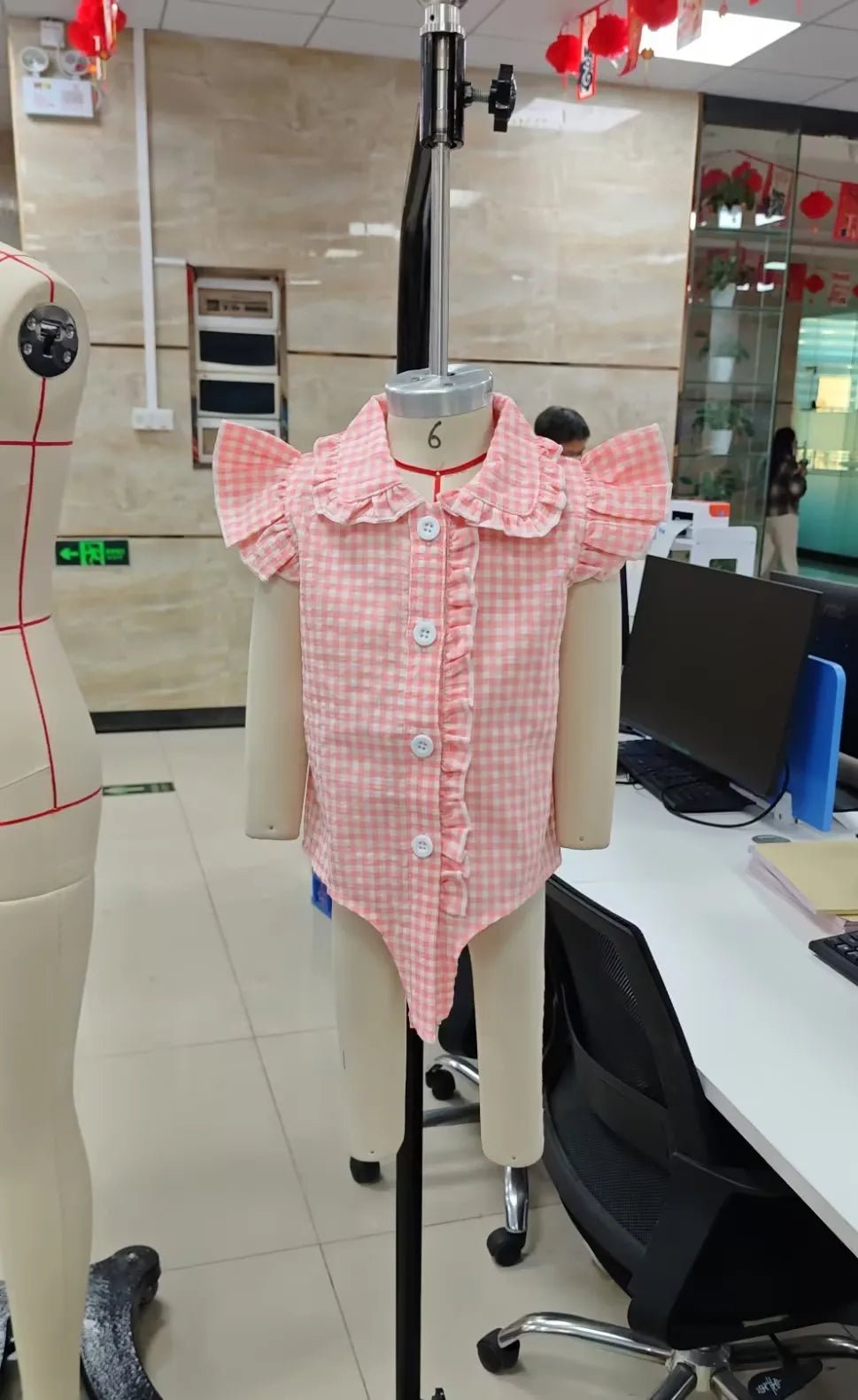 Toddler Clothes Baby Girl Summer Shirts Cute Plaid Solid Color Flying Sleeve Button Down Tops Children's Clothing - Kenner House Emporium