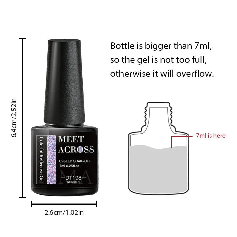 MEET ACROSS 8Pcs/Set Fluorescent Gel Nail Polish Summer Spring Colorful Laser Glitter Nail Art Gel Varnish Manicure For Nails - Kenner House Emporium
