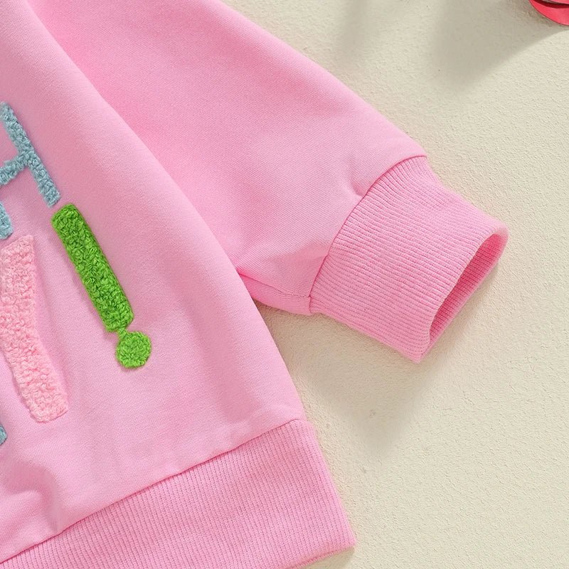 Kids Girls 2 - piece Spring Autumn Outfit Long Sleeve Embroidery Letters Sweatshirt with Tulle Skirt Birthday Clothes - Kenner House Emporium