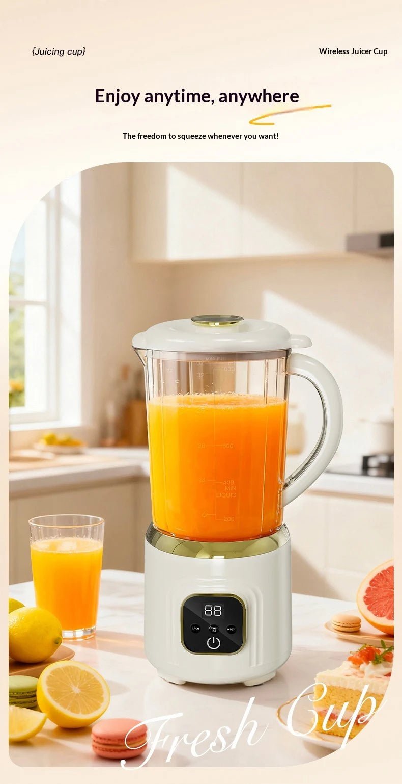 1000 ML Household Juicer Blender Dual - blade digital display juicer USB Rechargeable Ice Crusher Electric Fruit Juice Machine - Kenner House Emporium