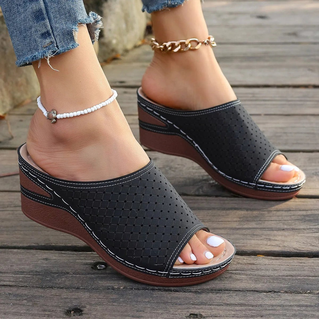Sandals For Women 2025 Summer Dressy Women Shoes Thick Soled Wedge Sandals Fashionable One Foot Bohemian Beach Sandales Femmes - Kenner House Emporium