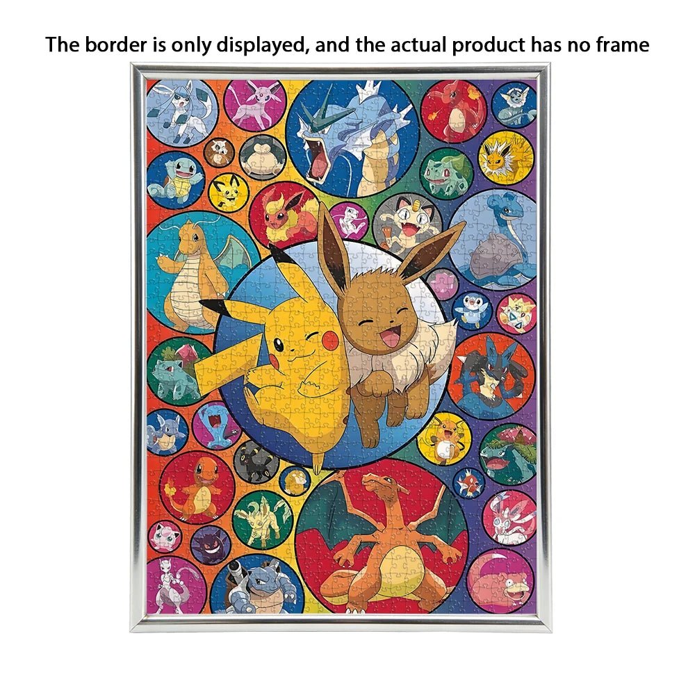 Pokemon family Theme Wooden Puzzle Game - Educational Toy in Various Piece Counts 108/200/300/500/1000 Piece Options Available - Kenner House Emporium