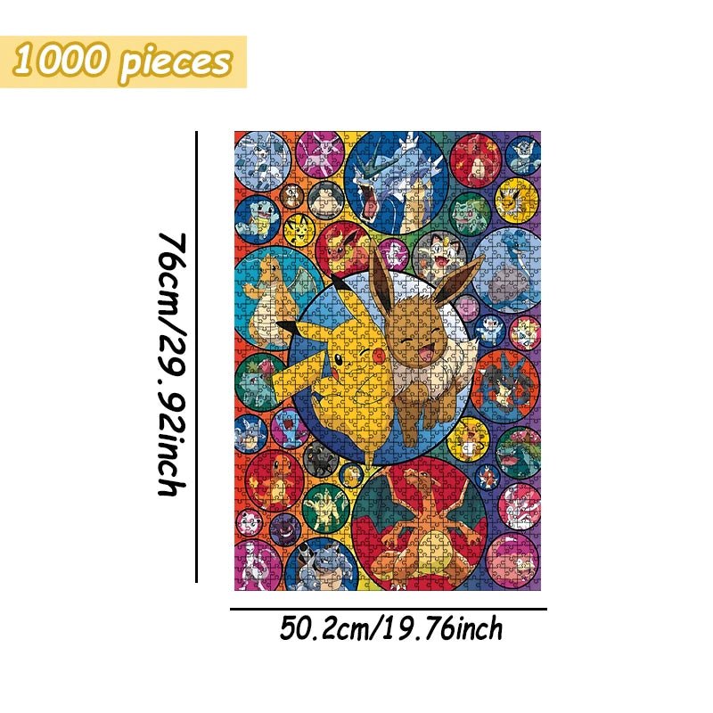 Pokemon family Theme Wooden Puzzle Game - Educational Toy in Various Piece Counts 108/200/300/500/1000 Piece Options Available - Kenner House Emporium