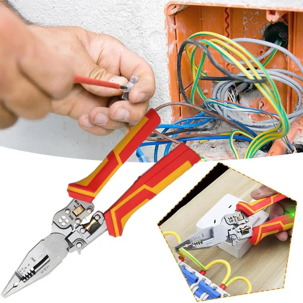 Electrician Plier 9 - in - 1 Multifunctional Versatile Wire Stripping Pliers Electricity Measurement Non - slip Wire Stripping Plier - Kenner House Emporium