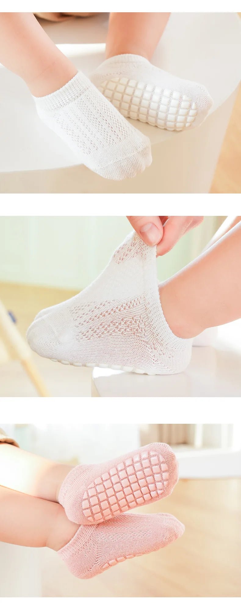5 pairs Spring Summer Newborn Baby Socks Solid Color Infant Baby Floor Socks Soft Cotton Anti - slip Boat Socks For Girls Boys 0 - 5 - Kenner House Emporium