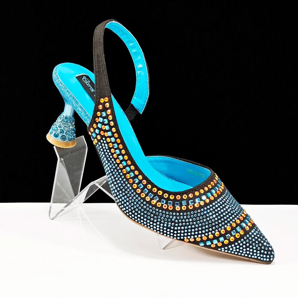 QSGFC New Italian Pumps and Bag To Party 2024 INS Style Pointed - Toe Rhinestone Elegant High Heels Champagne Wedge for Women - Kenner House Emporium