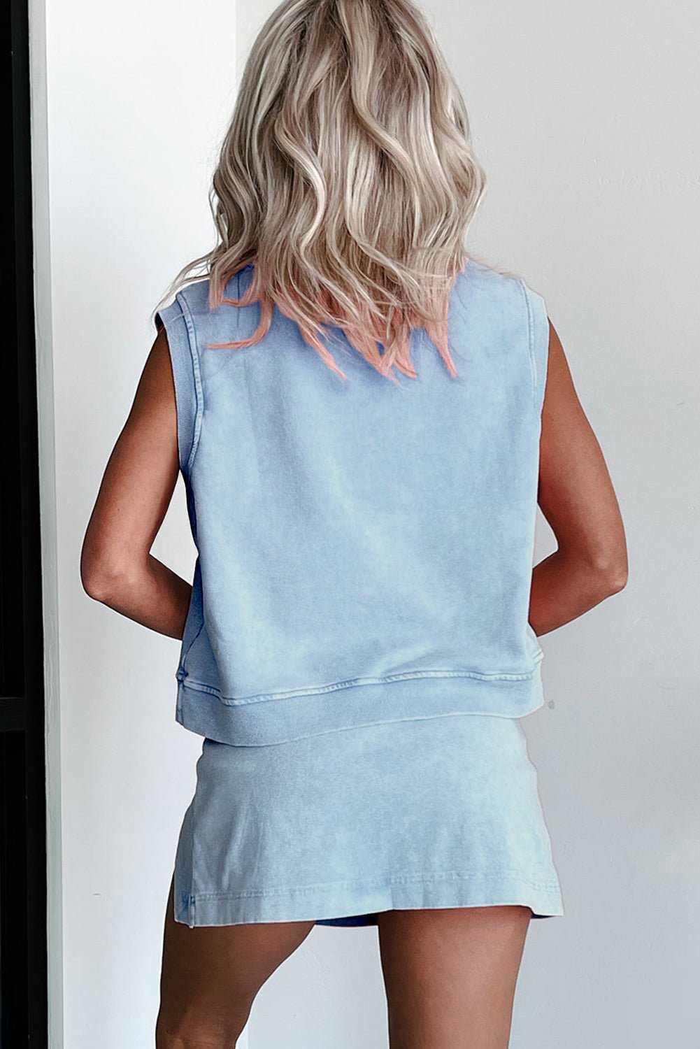 Myosotis Mineral Wash Sleeveless Top and Split Skort Set - Kenner House Emporium