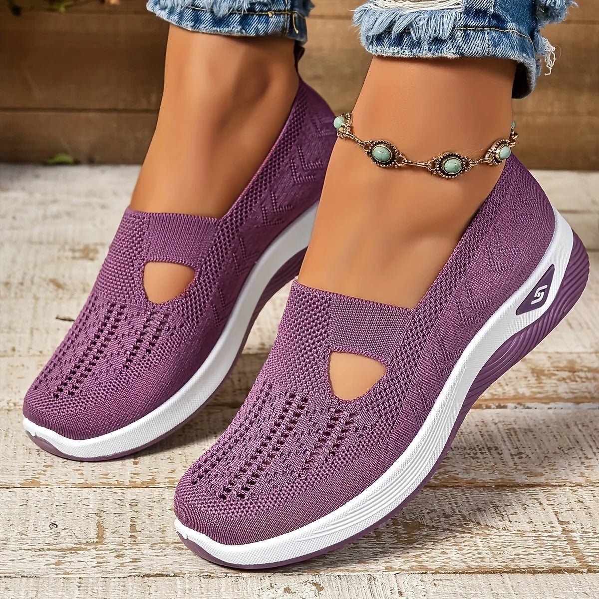 Spring Pink Sneakers Woman Shoes Casual Breathable Mesh Sneakers for Women Platform Slip - on Knitted Socks Sneakers Ladies - Kenner House Emporium