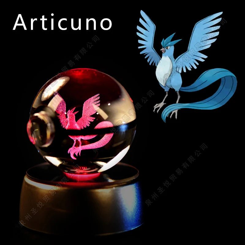 Pokemon Crystal Ball 3D Pikachu Gengar Mewtwo Night Light Lamp Pokeball 3D Glass Pokemon Crystal Ball Statue Kids Birthday Gift - Kenner House Emporium