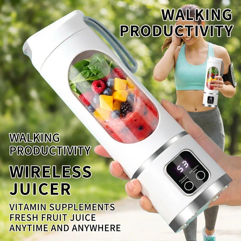 2025 Mini Electric Juicer with Powerful Motor 450ML Large Capacity Digital Display Crushed Ice Household Charging Juice Cup - Kenner House Emporium