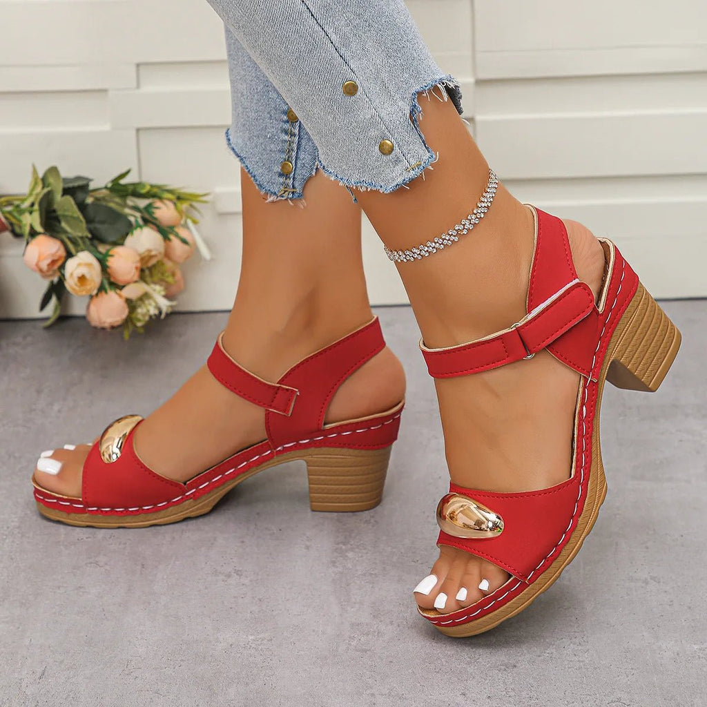 Women's Fashion Sandals 2025 Summer New Coarse Heel Leisure Comfortable Retro Outdoor Beach Cool Pumps Open Toes Elegant Sandals - Kenner House Emporium