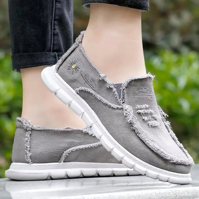 Raw Edge Round Toe Embroidery Flat Slip - Ons - Kenner House Emporium