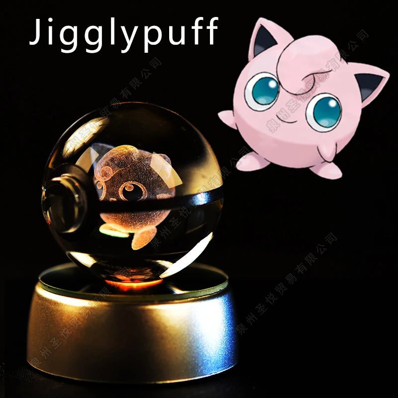 Pokemon Crystal Ball 3D Pikachu Gengar Mewtwo Night Light Lamp Pokeball 3D Glass Pokemon Crystal Ball Statue Kids Birthday Gift - Kenner House Emporium