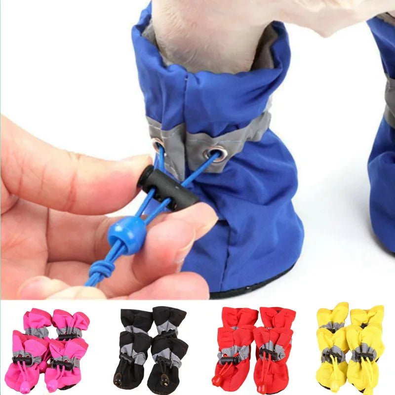 4pcs/set Waterproof Pet Dog Shoes Anti - slip Rain Boots Footwear for Small Cats Dogs Puppy Dog Pet Booties Pet Paw Accessories - Kenner House Emporium