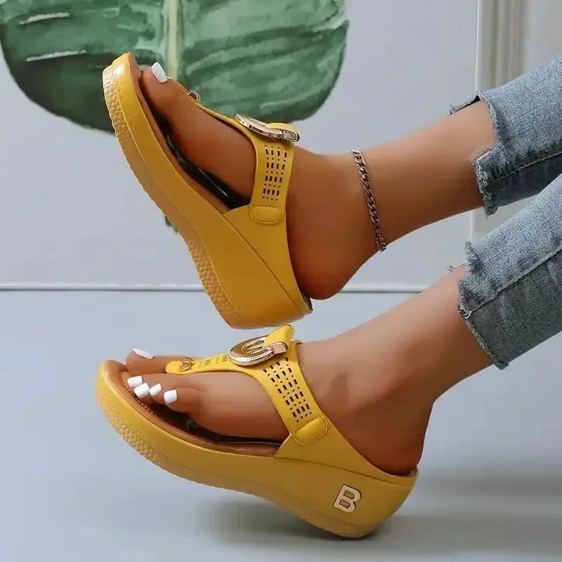 Summer Sandals Women 2025 Big Size Platform Wedges Sandals Slippers Non - Slip Open Toe Flip Flops Ladies Comfortable Beach Shoes - Kenner House Emporium