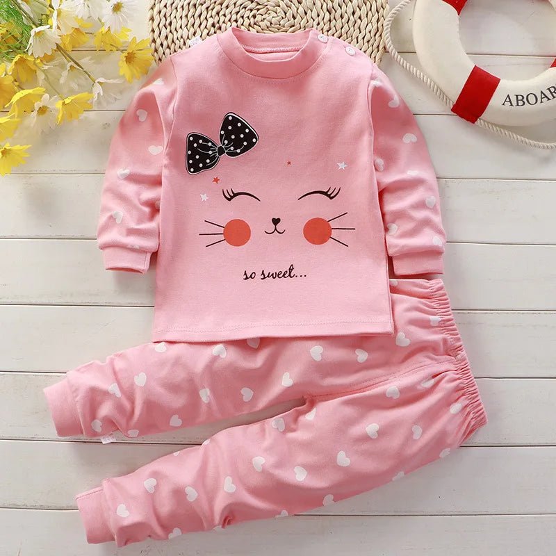 Cotton baby girl clothing winter newborn baby clothing set 2 sets of spring children's pajamas 0 - 5 year old baby cartoon casual - Kenner House Emporium
