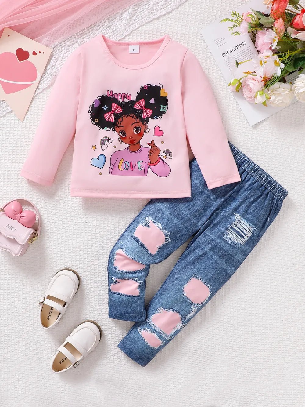 Children's Cartoon Graphic Top and Pants Set - Kenner House Emporium