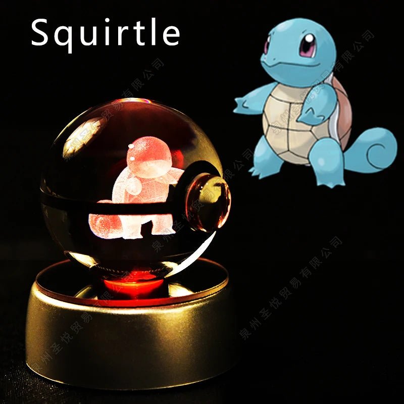 Pokemon Crystal Ball 3D Pikachu Gengar Mewtwo Night Light Lamp Pokeball 3D Glass Pokemon Crystal Ball Statue Kids Birthday Gift - Kenner House Emporium