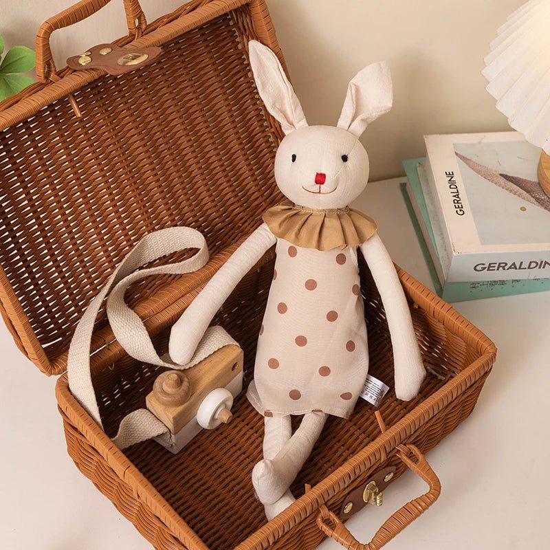 Stuffed Bunny Cloth Dress Toys Smoothing Toy for Infant Cuddling sleep doll for Girls Handmade Diversity Brown Rabbit Plushie - Kenner House Emporium