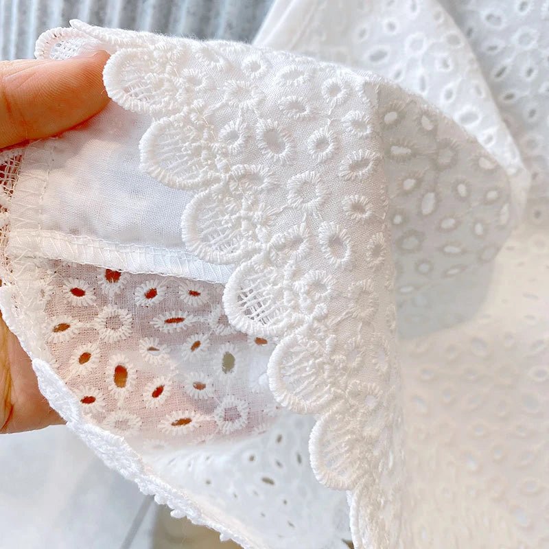 Girls Summer Clothing Sets Hollow Lace Suit Baby Casual Sleeveless T-shirt+Shorts Kids Clothing Sets Baby Clothes Outfits - Kenner House Emporium