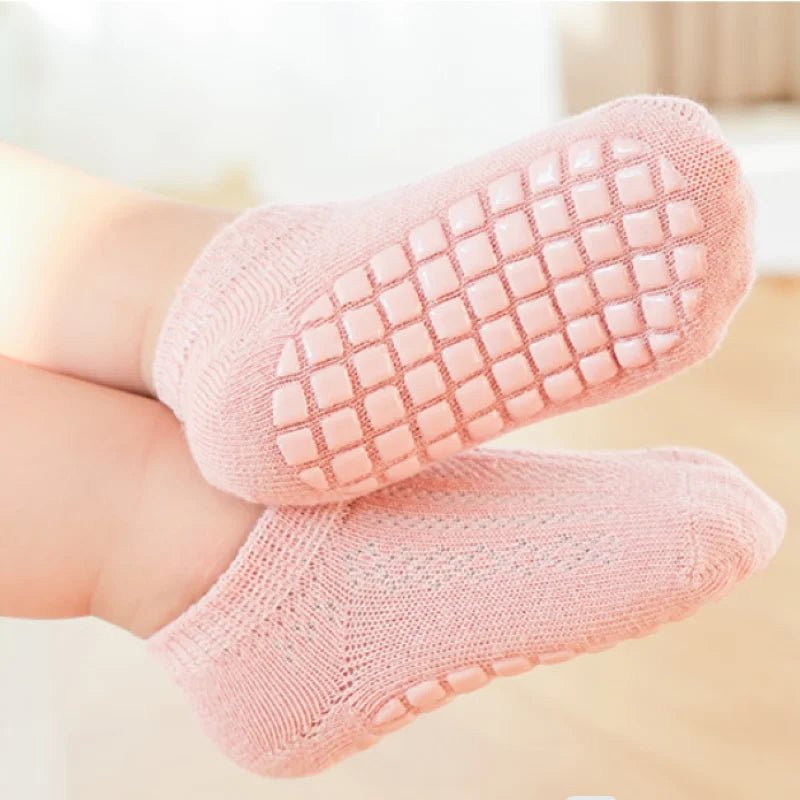5 pairs Spring Summer Newborn Baby Socks Solid Color Infant Baby Floor Socks Soft Cotton Anti - slip Boat Socks For Girls Boys 0 - 5 - Kenner House Emporium