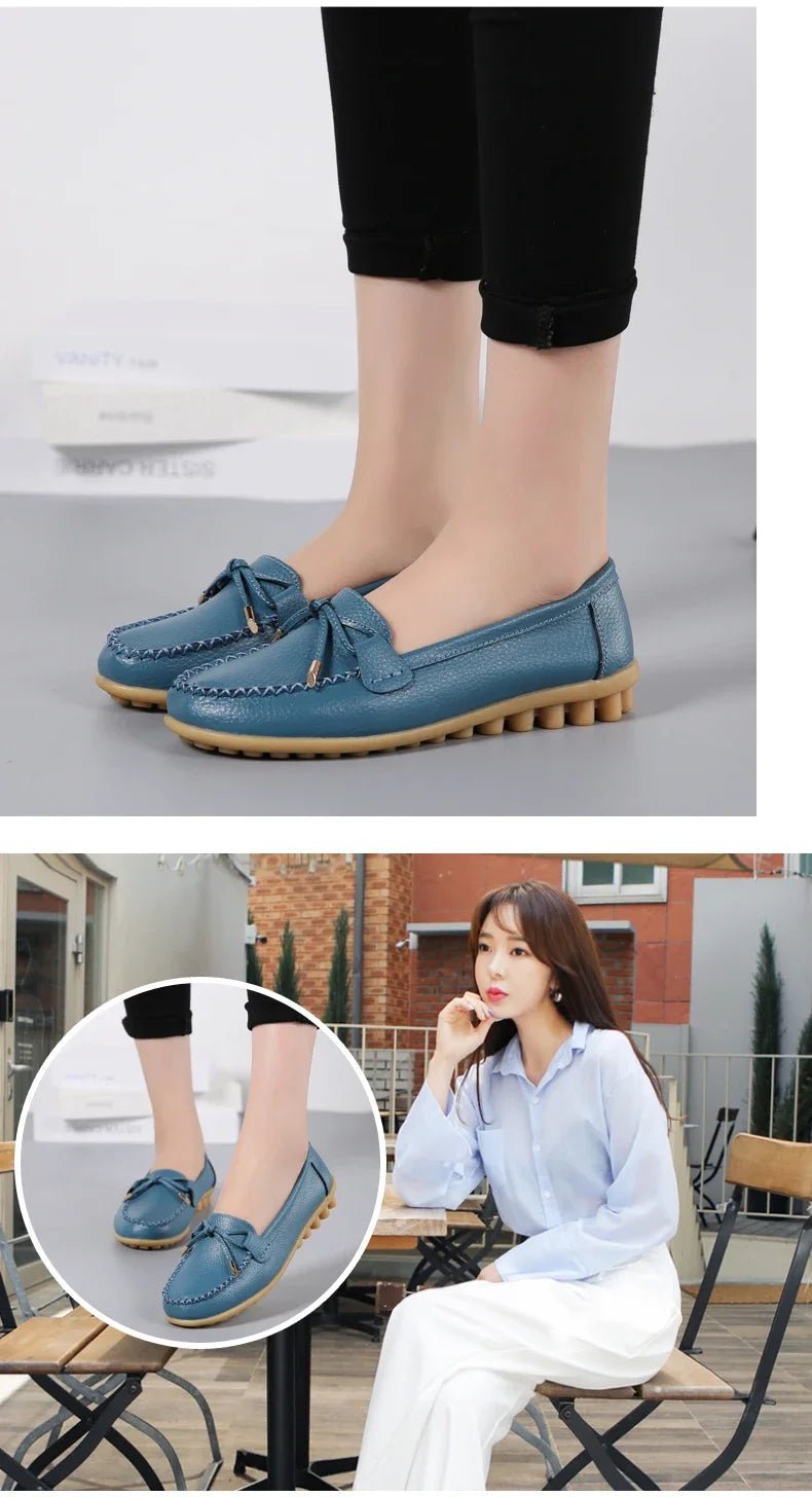 New Woman Flats Shoes Ballet Flat Sneakers Genuine Leather Spring Soft Moccasins Ladies Boat Ballerina Espadrilles Creepers - Kenner House Emporium