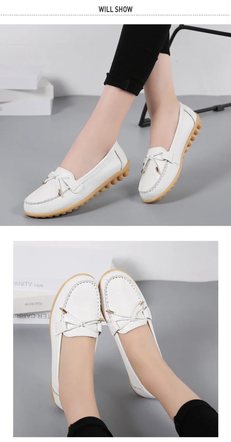 New Woman Flats Shoes Ballet Flat Sneakers Genuine Leather Spring Soft Moccasins Ladies Boat Ballerina Espadrilles Creepers - Kenner House Emporium