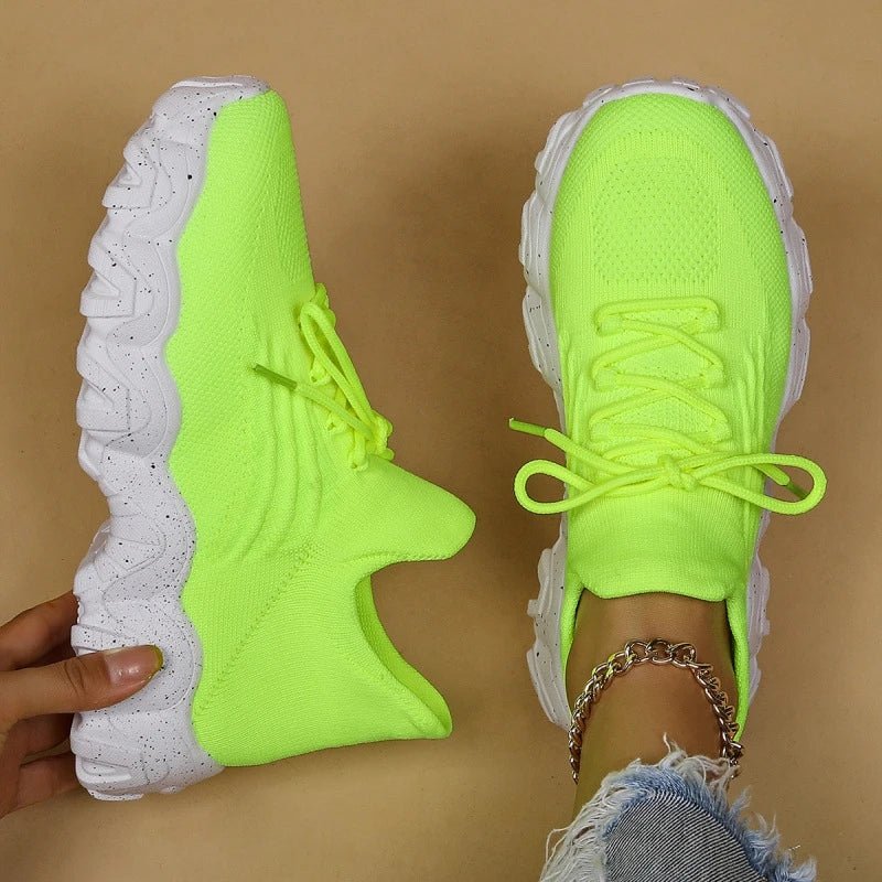 Spring Pink Sneakers Woman Shoes Casual Breathable Mesh Sneakers for Women Platform Slip - on Knitted Socks Sneakers Ladies - Kenner House Emporium