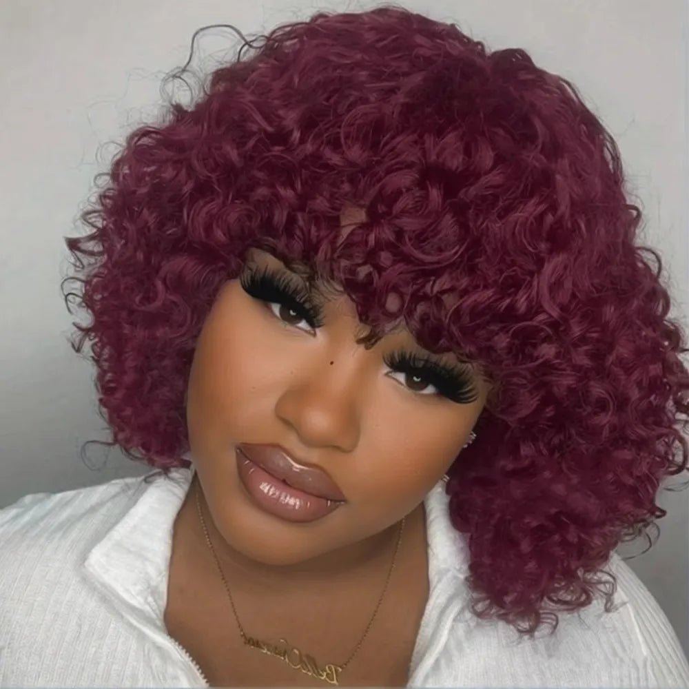 150% Density Human Hair Wig Machine Made Human Hair Wigs For Women 10inch Bob Curly Human Hair Wigs Short Human Hair Wigs - Kenner House Emporium