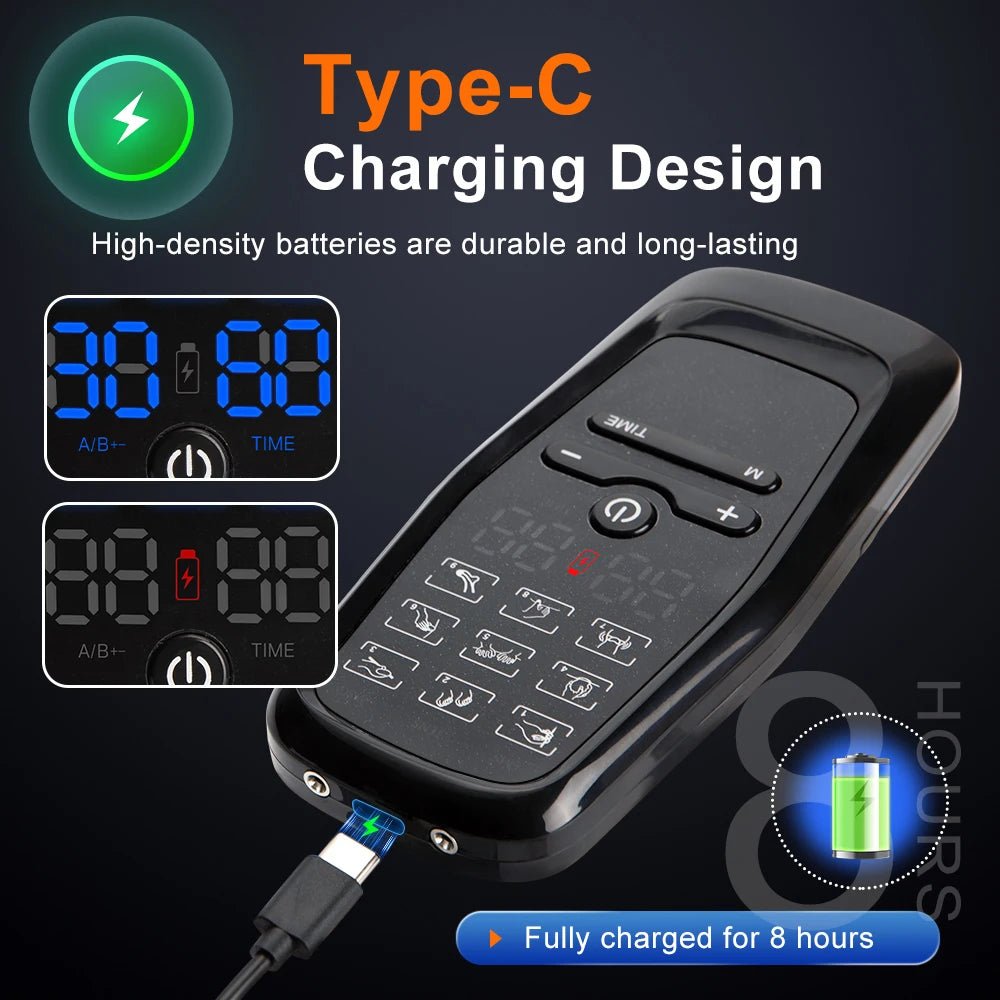 Electric 9 Modes Digital Therapy Muscle Stimulator Physiotherapy Microcurrent Tens electrostimulator EMS Pulse Body Massager - Kenner House Emporium