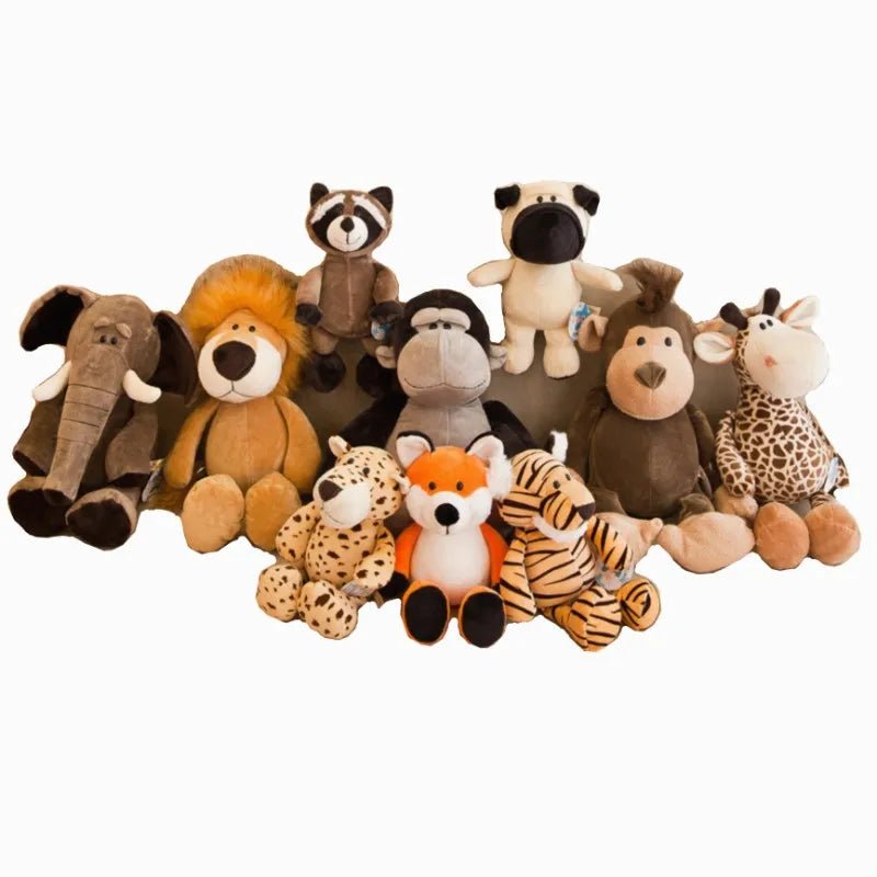 Jungle Animal Stuffed Toys Forest Animals Soft Plush Dog Zebra Elephant Lion Fox Giraffe Kid Playmate Doll Christmas Gifts - Kenner House Emporium