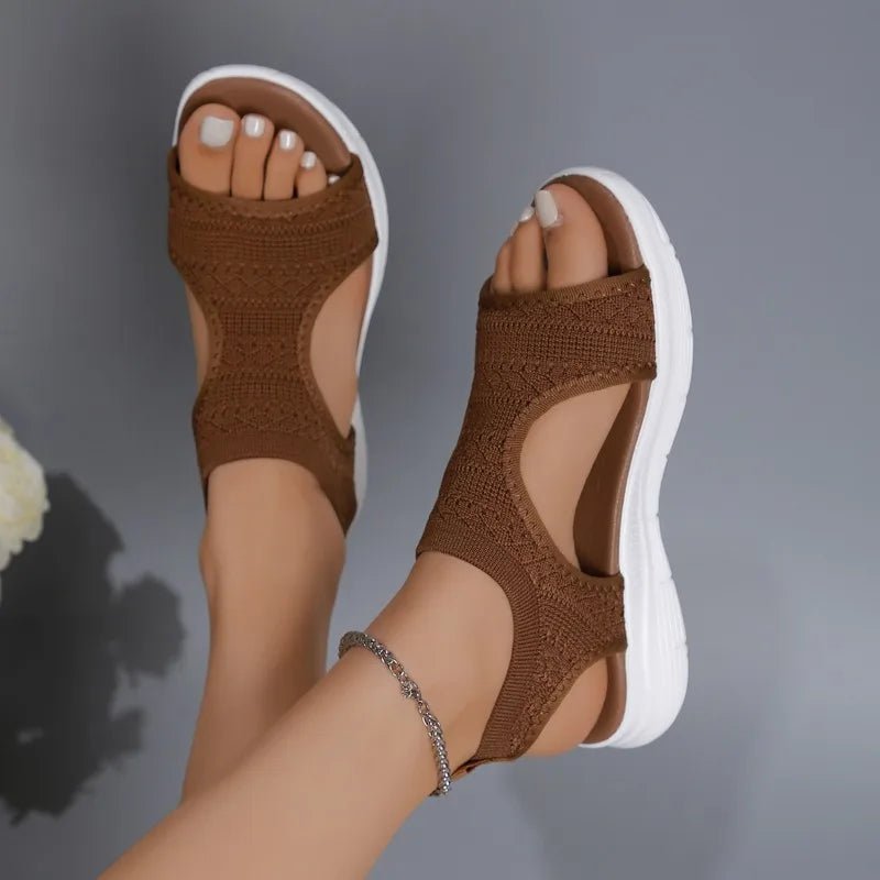 Women's Shoes 2025 Summer Comfortable Casual Sports Sandals Women's Beach Wedge Sandals Women's Mesh Knitted Roman Sandals - Kenner House Emporium