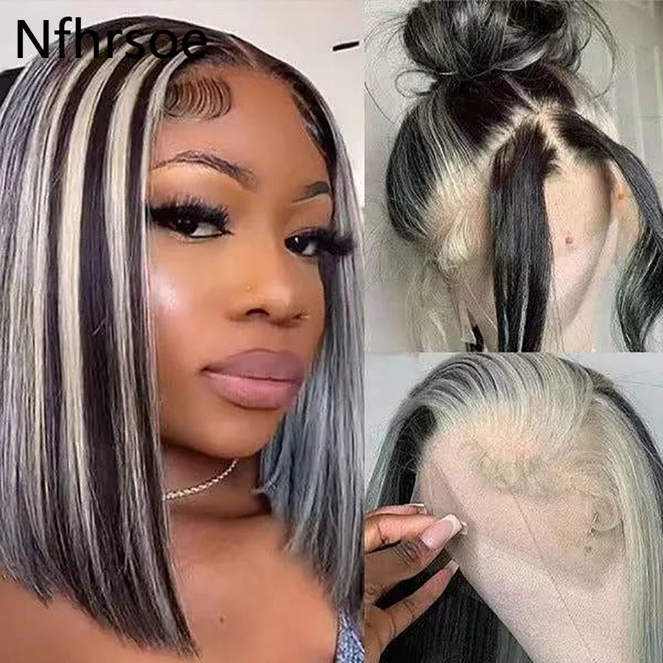 Human Hair Pre Plucked 180% Density Glueless Wigs Human Hair Straight 13X4 Lace Front Human Hair Wigs 60 Black Color Bob Wig - Kenner House Emporium