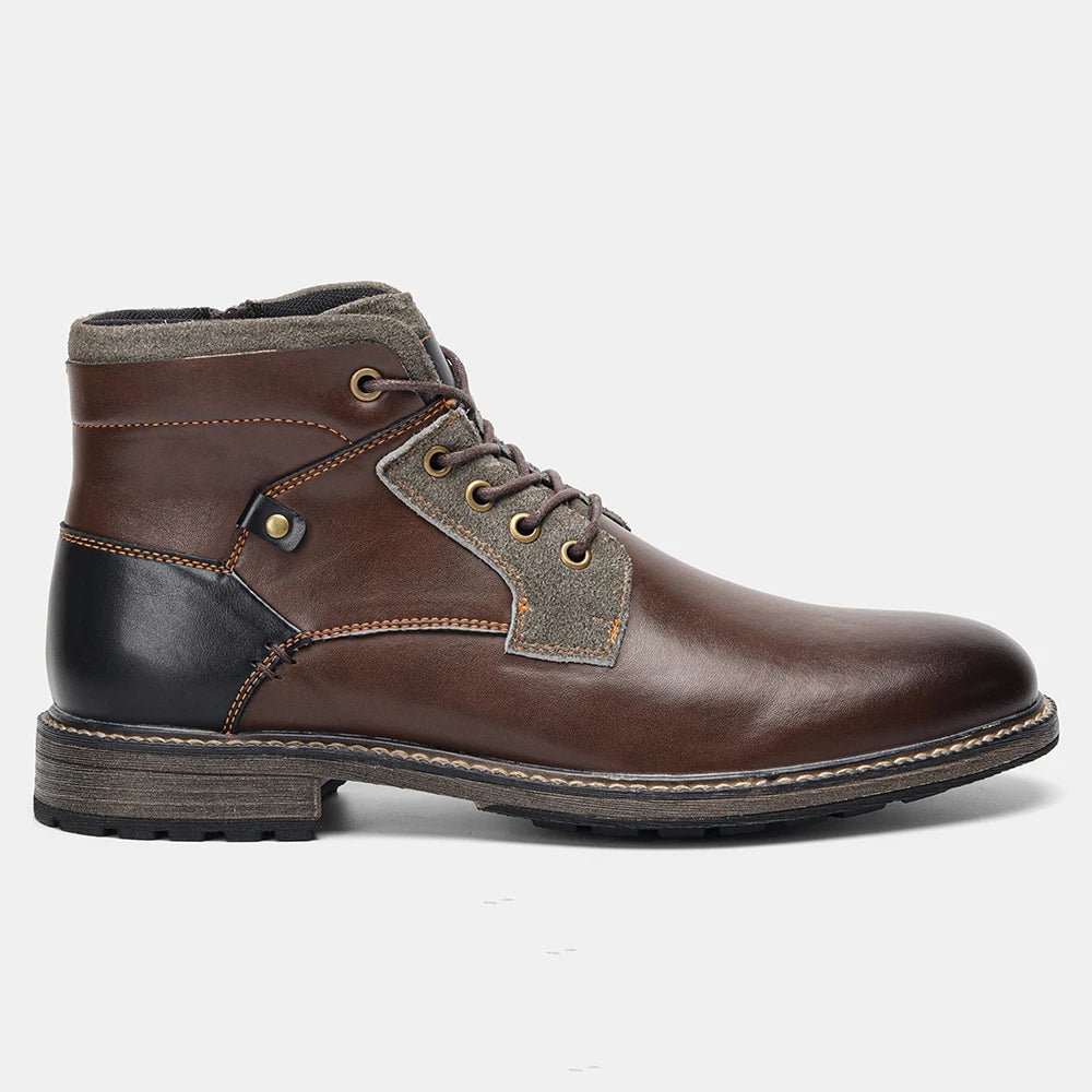 Dark Brown Men boots Spring British Style Leather Boots Retro Men Ankle Boots - Kenner House Emporium