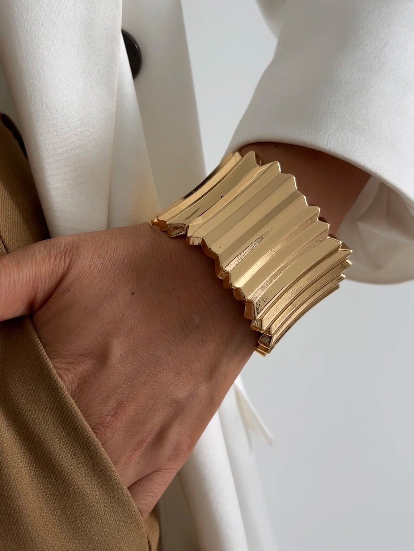 Ingemark 4 Styles Exaggerated Punk Smooth Big Chunky Open Cuff Bangles for Women Gold Color Spring Bracelets Men Hand Jewelry - Kenner House Emporium