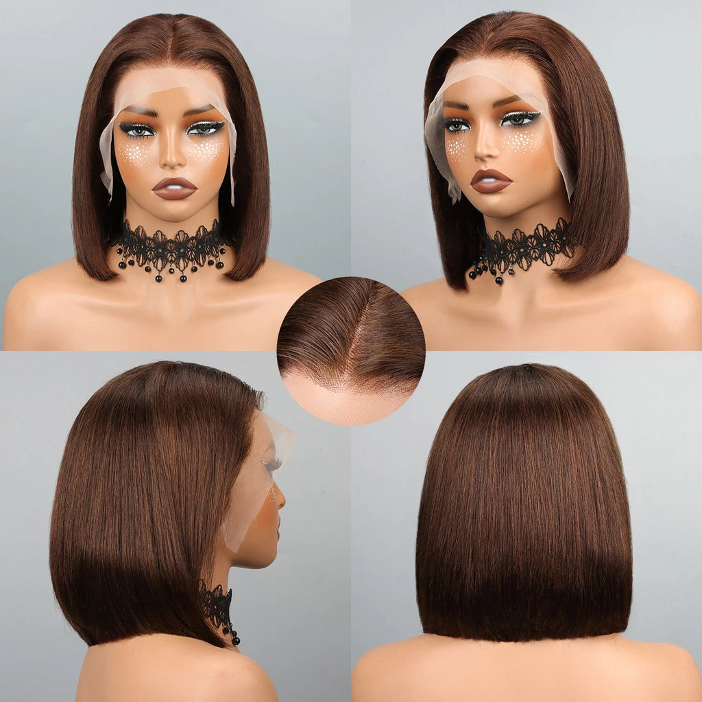 Bob Wig Human Hair 13x4 Hd Lace Front Human Hair Wigs For Black Women Glueless Lace Front Wigs Pre Plucked Pre Cut Straight Bob - Kenner House Emporium