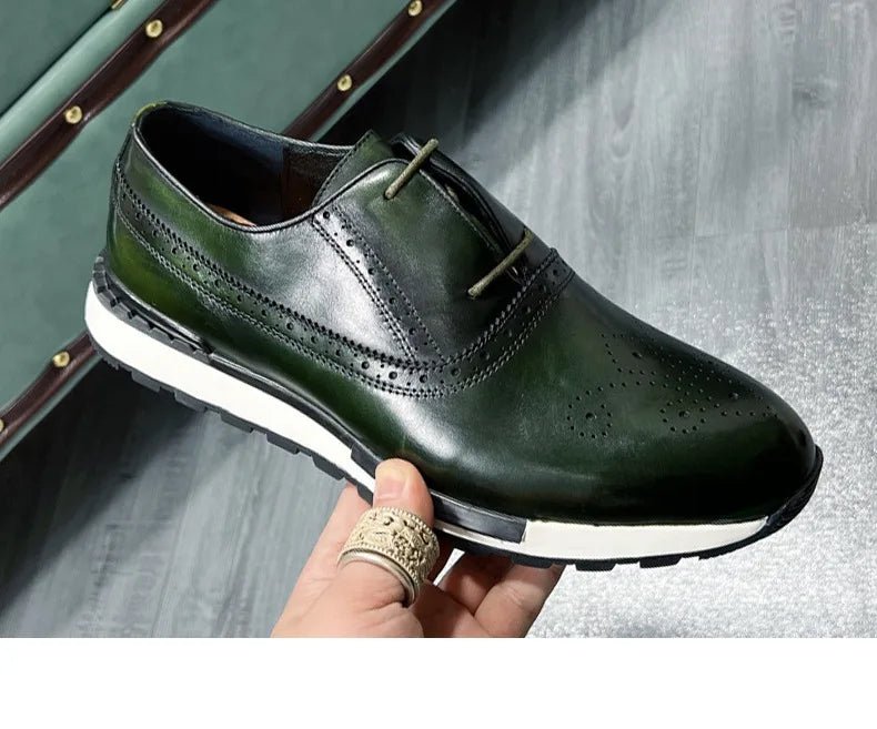 Spring Casual Shoes Men's Genuine Leather Anti - skid Sports Shoes Outdoor Walking Shoes Classic Pointed Breathable Leather Shoes - Kenner House Emporium